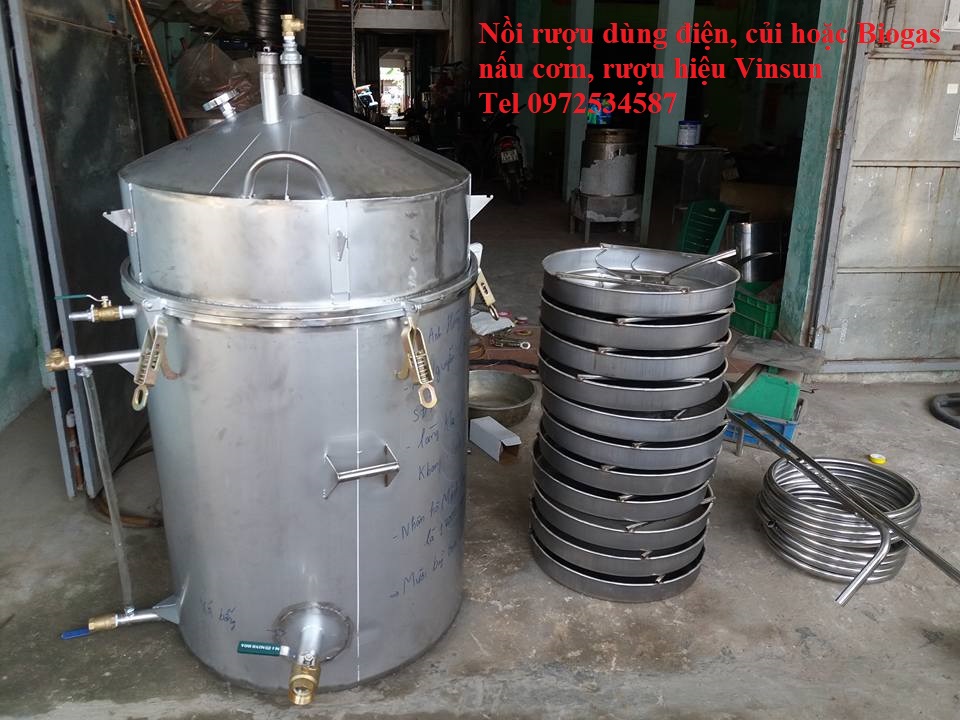Nồi Rượu Điện Củi hoặc Biogas 20 Kg Gạo Đa Năng