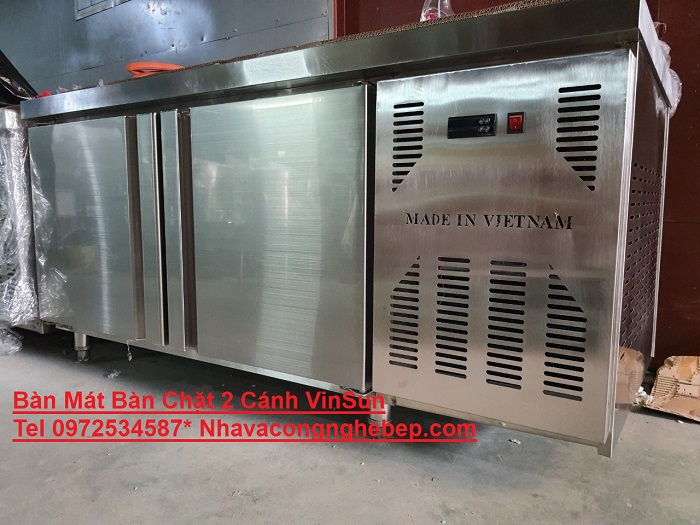 Tủ Mát Bàn Chặt Inox 1M2 Có Quạt Lạnh Inverter VinSun